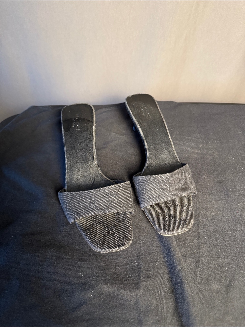 Gucci Black Denim Slide Mules